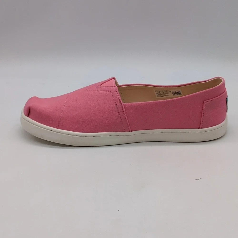 Toms Shoes Girls Belmont Pink 5.5 Slip On Flats Canvas Comfort Stretch NEW